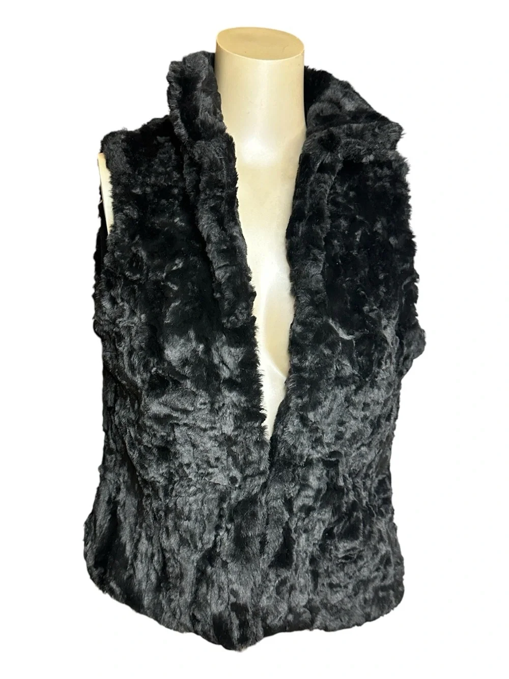 Outdoor Edition Parkhurst Black Faux Fur Hook Front Vest Boho Glam Medium